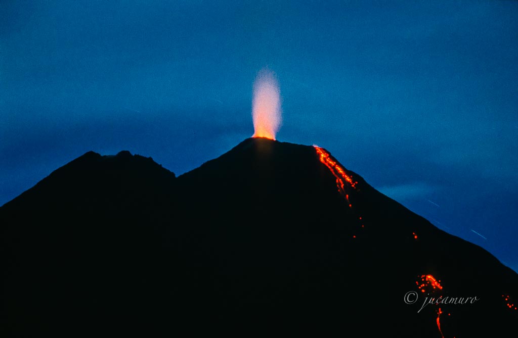 Arenal Volcano eruption. Arenal Volcano National Park. Costa Rica.
