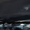 Luces en el glaciar Jökulsárlón.